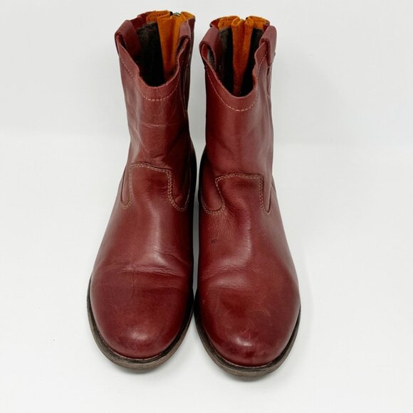 Eric Michael Womens Rust Brown Leather Pull on Back Zip Bootie Size 8-8.5 EU 39 - Picture 1 of 9